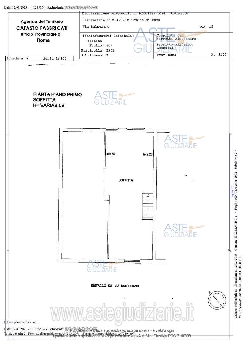 Planimetria del bene