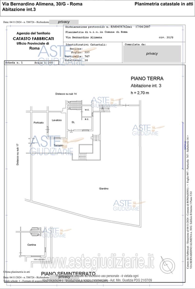 Planimetria del bene