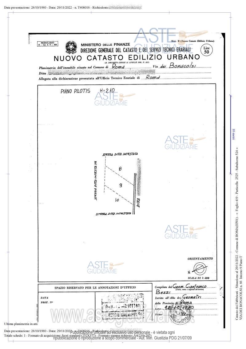 Planimetria del bene