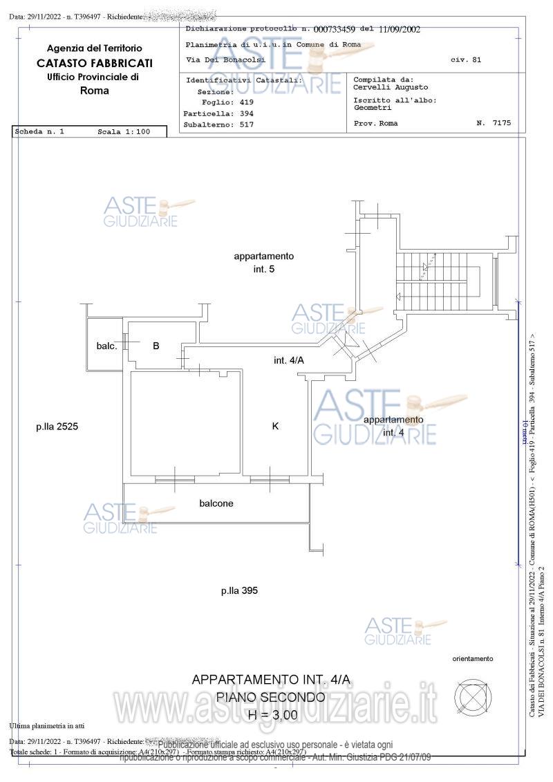 Planimetria del bene