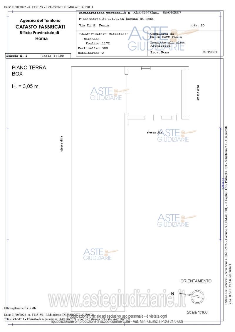 Planimetria del bene