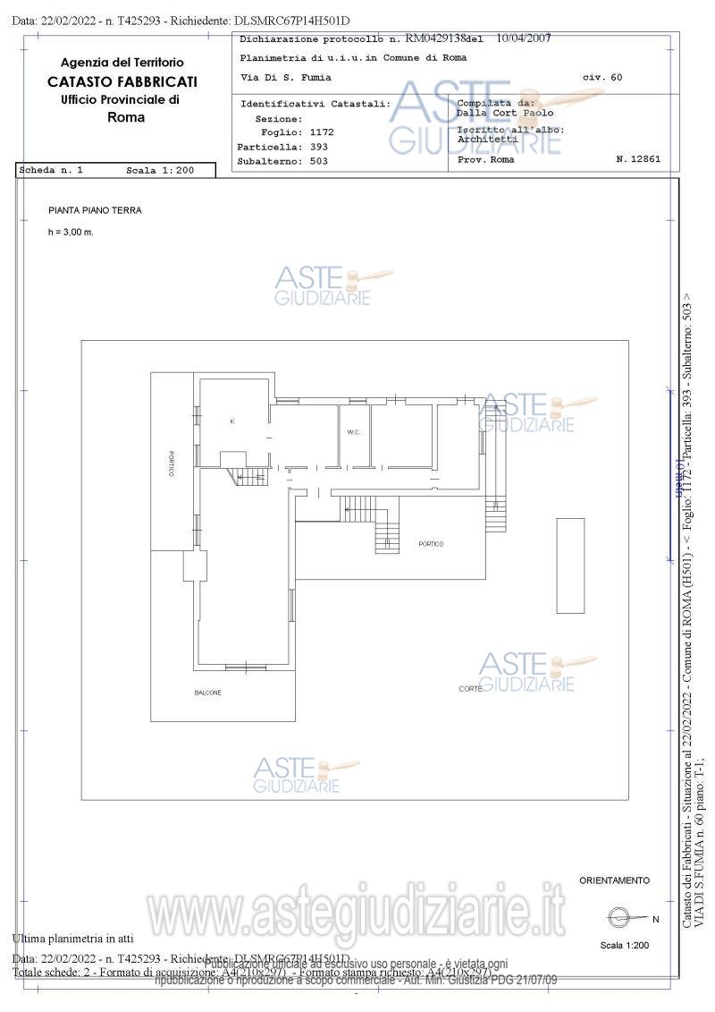 Planimetria del bene