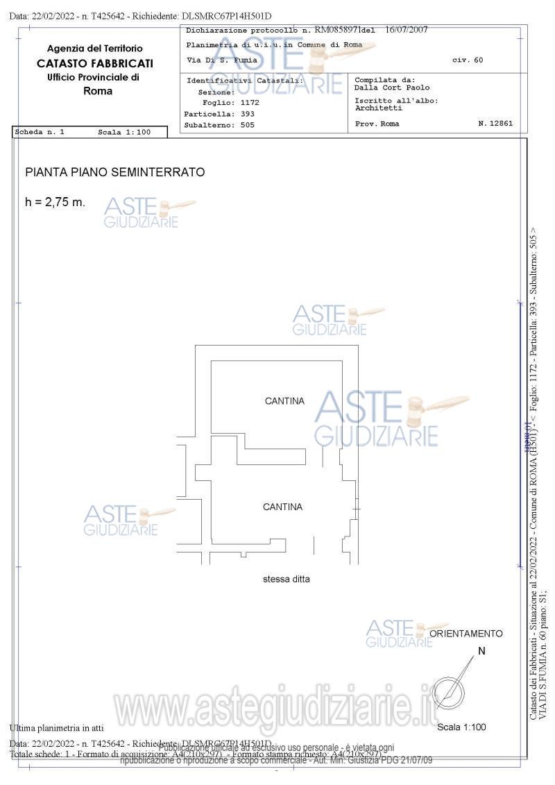 Planimetria del bene