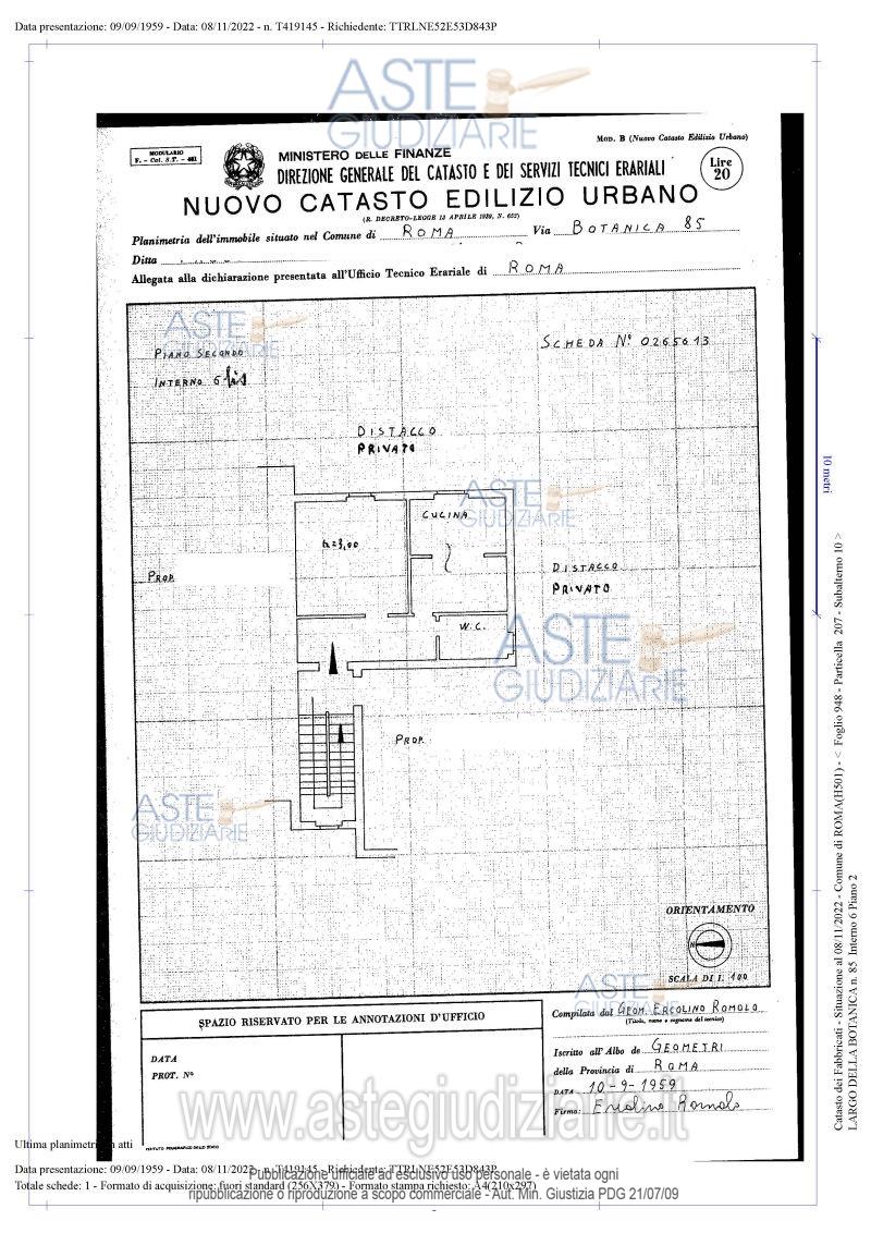 Planimetria del bene