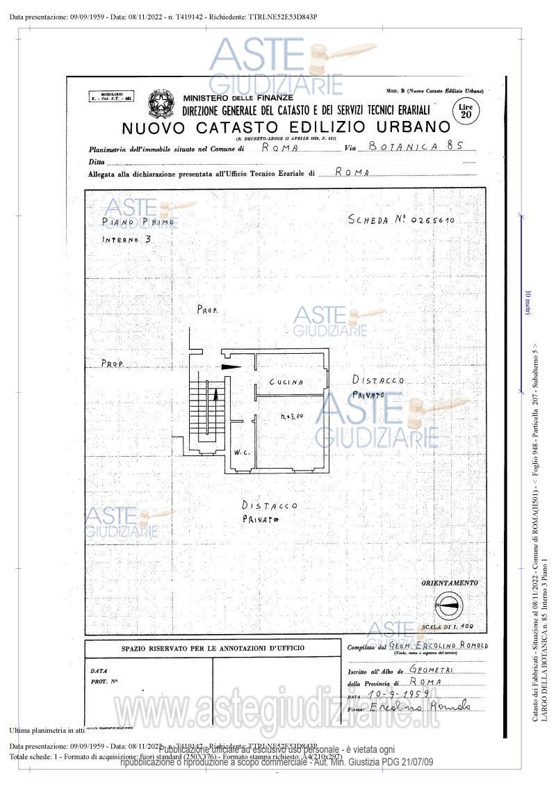 Planimetria del bene