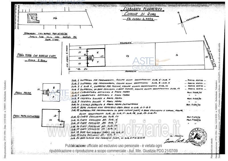 Planimetria del bene