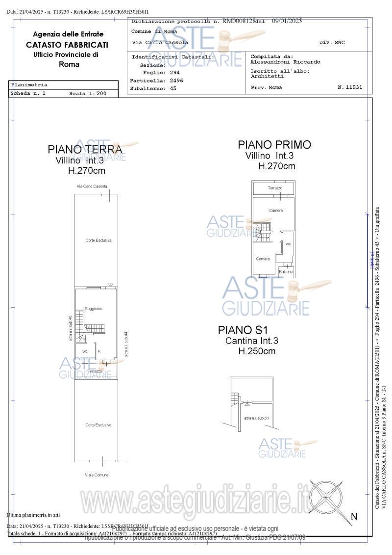 Planimetria del bene