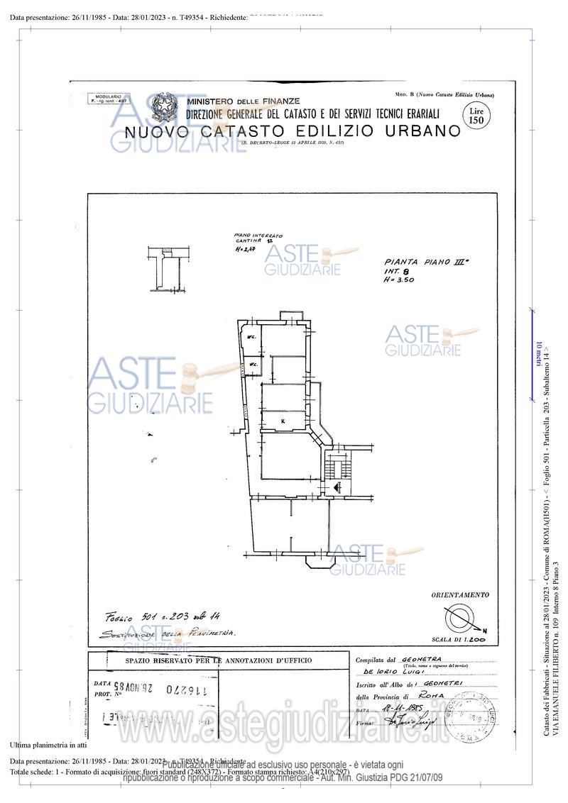 Planimetria del bene