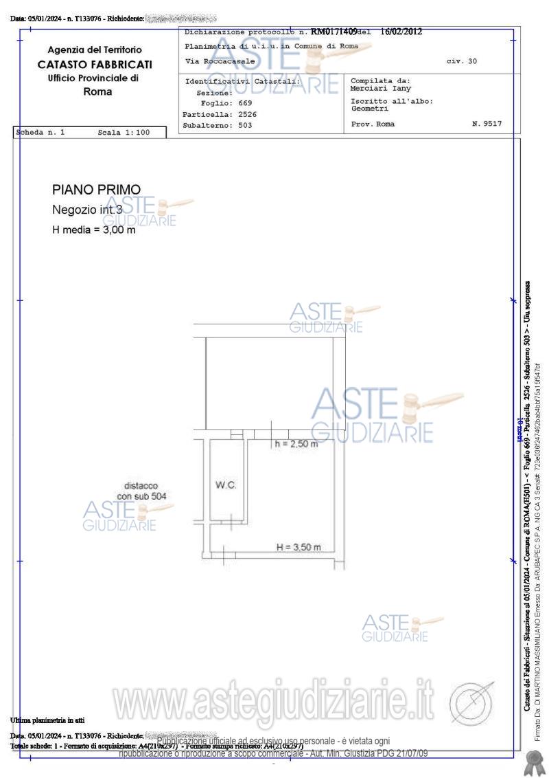 Planimetria del bene
