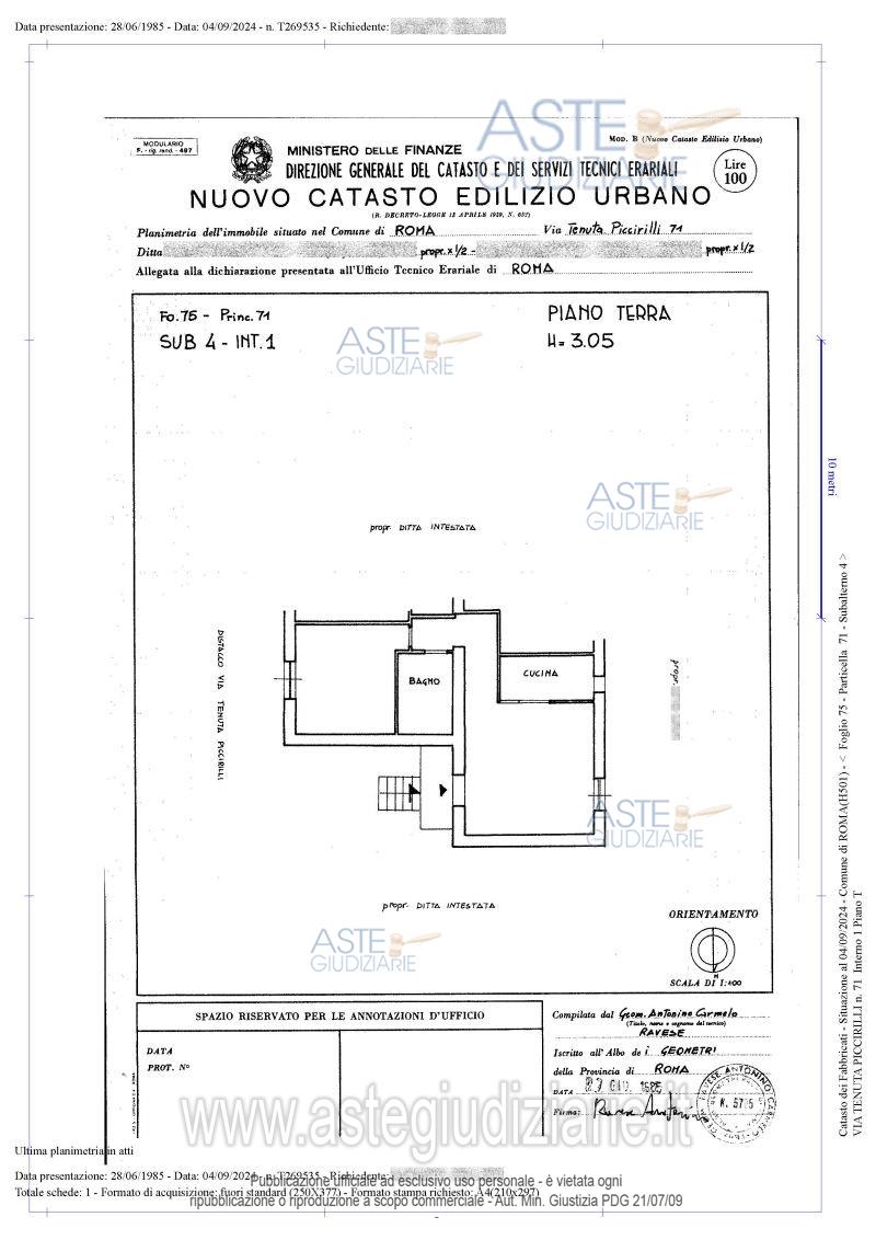 Planimetria del bene