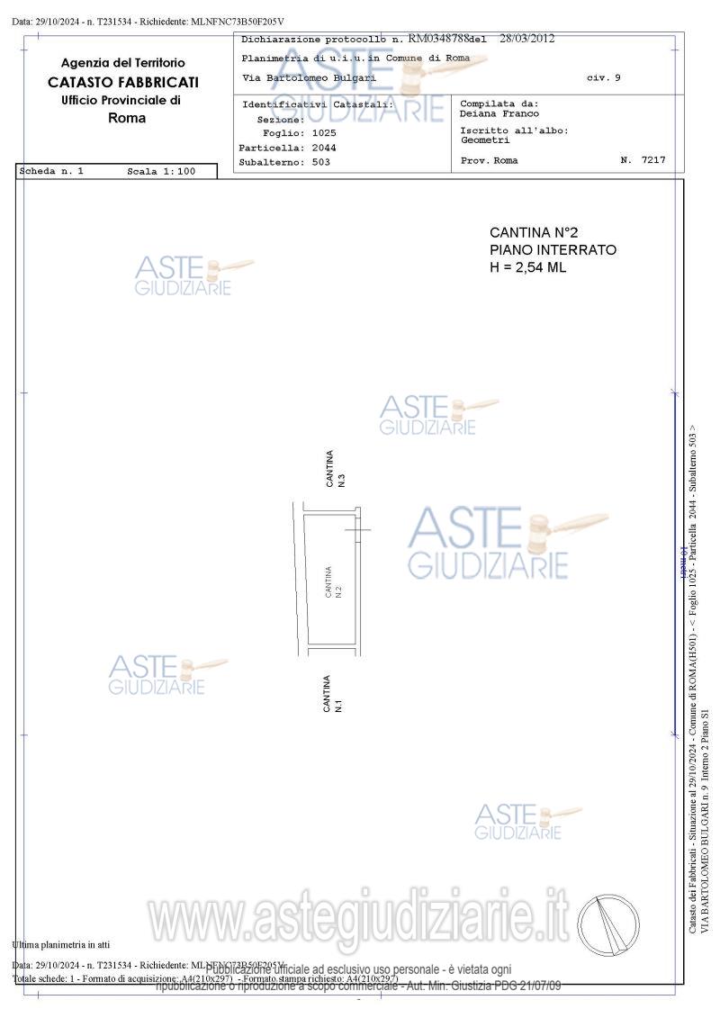 Planimetria del bene