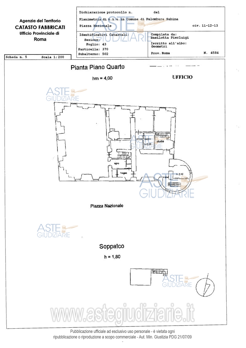 Planimetria del bene