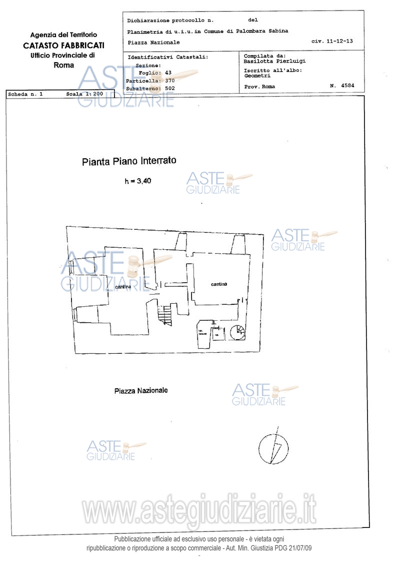 Planimetria del bene