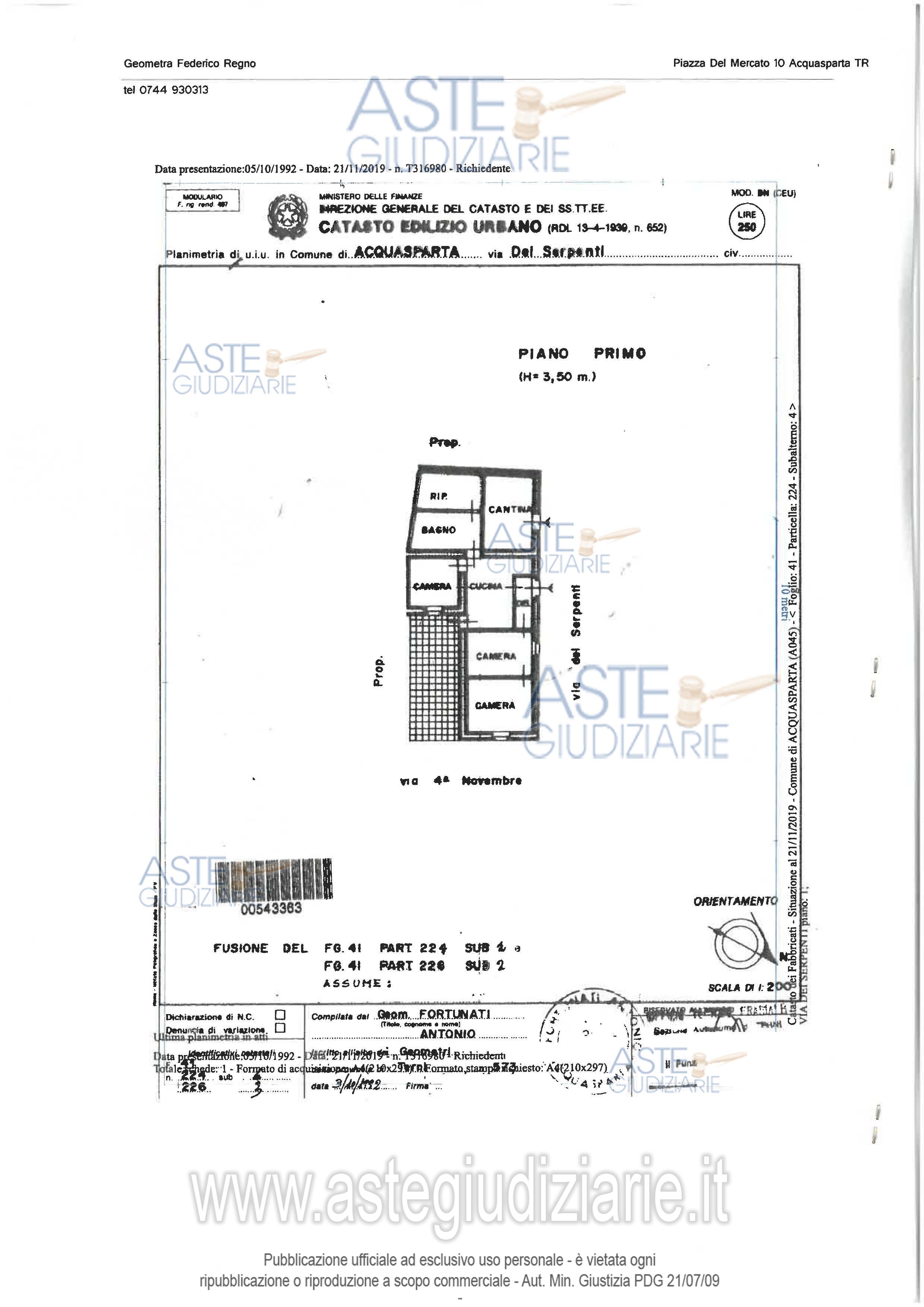 Planimetria del bene