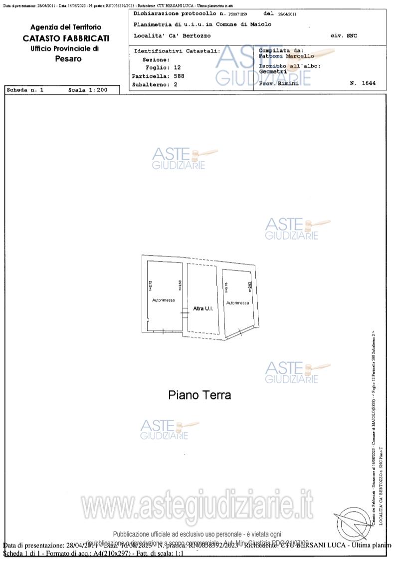 Planimetria del bene