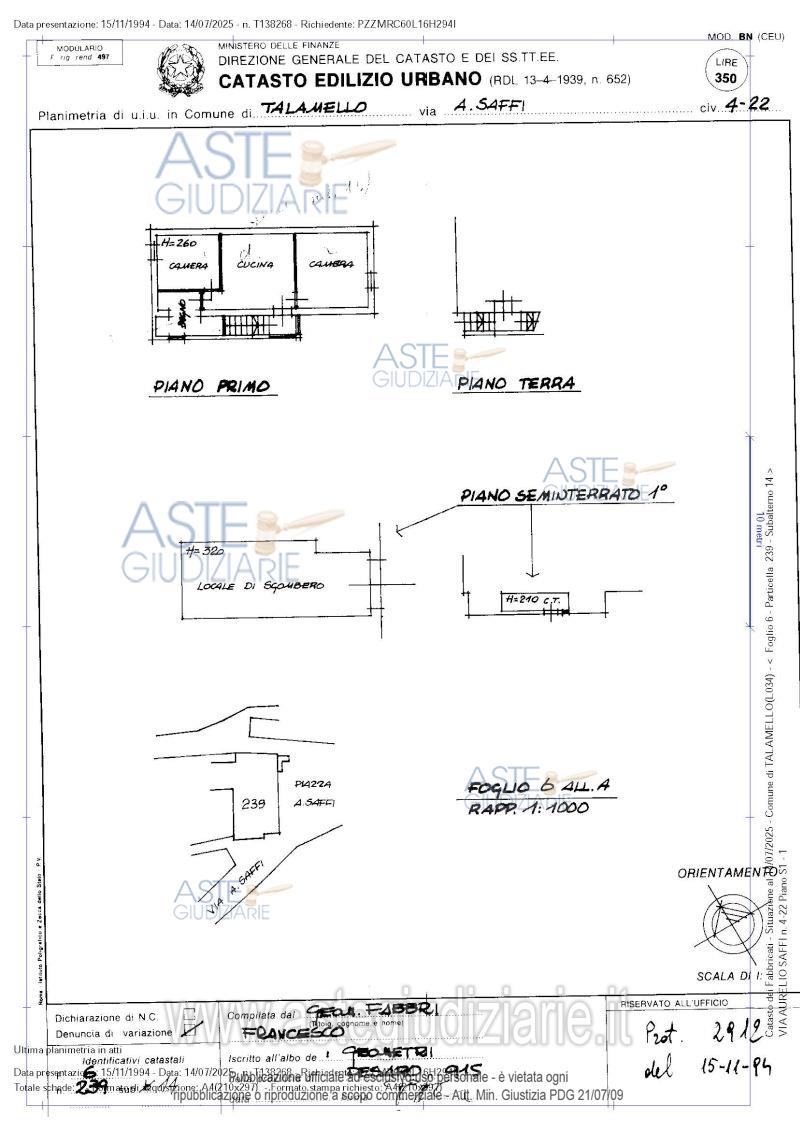 Planimetria del bene