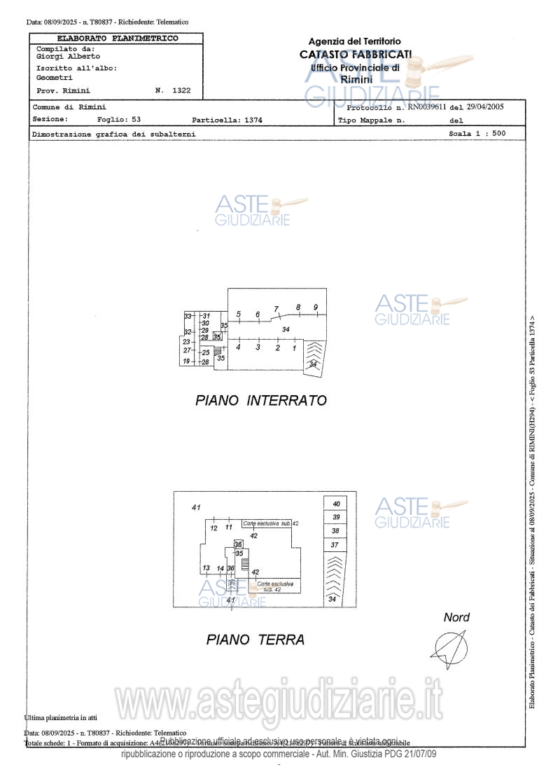 Planimetria del bene
