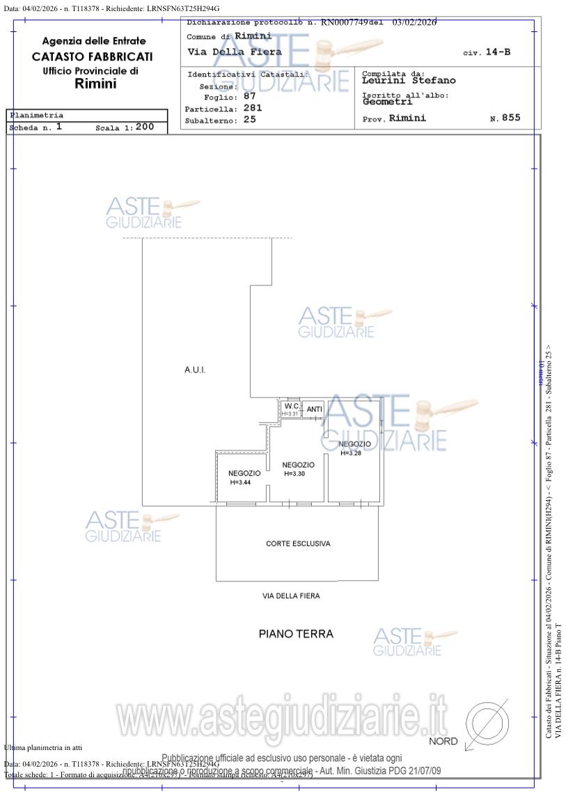Planimetria del bene