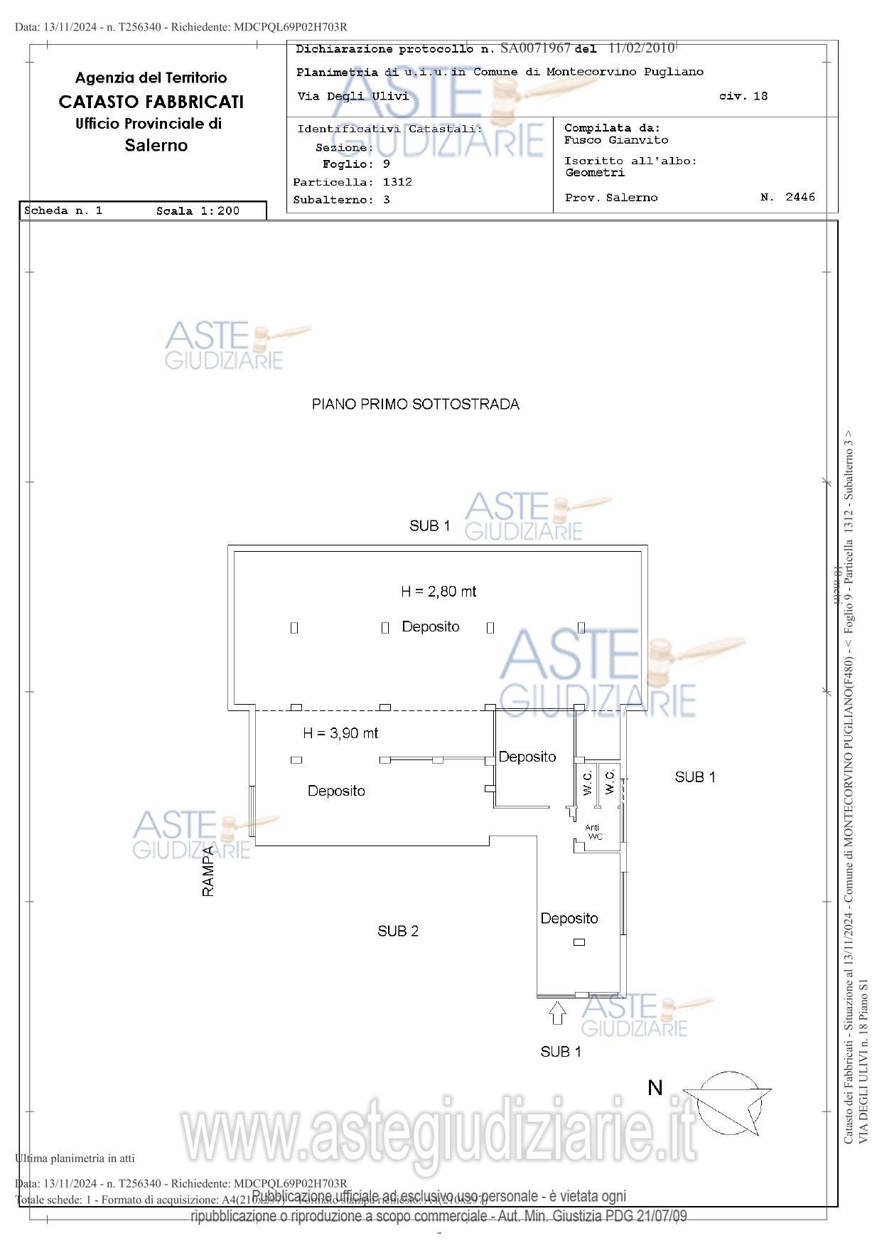 Planimetria del bene