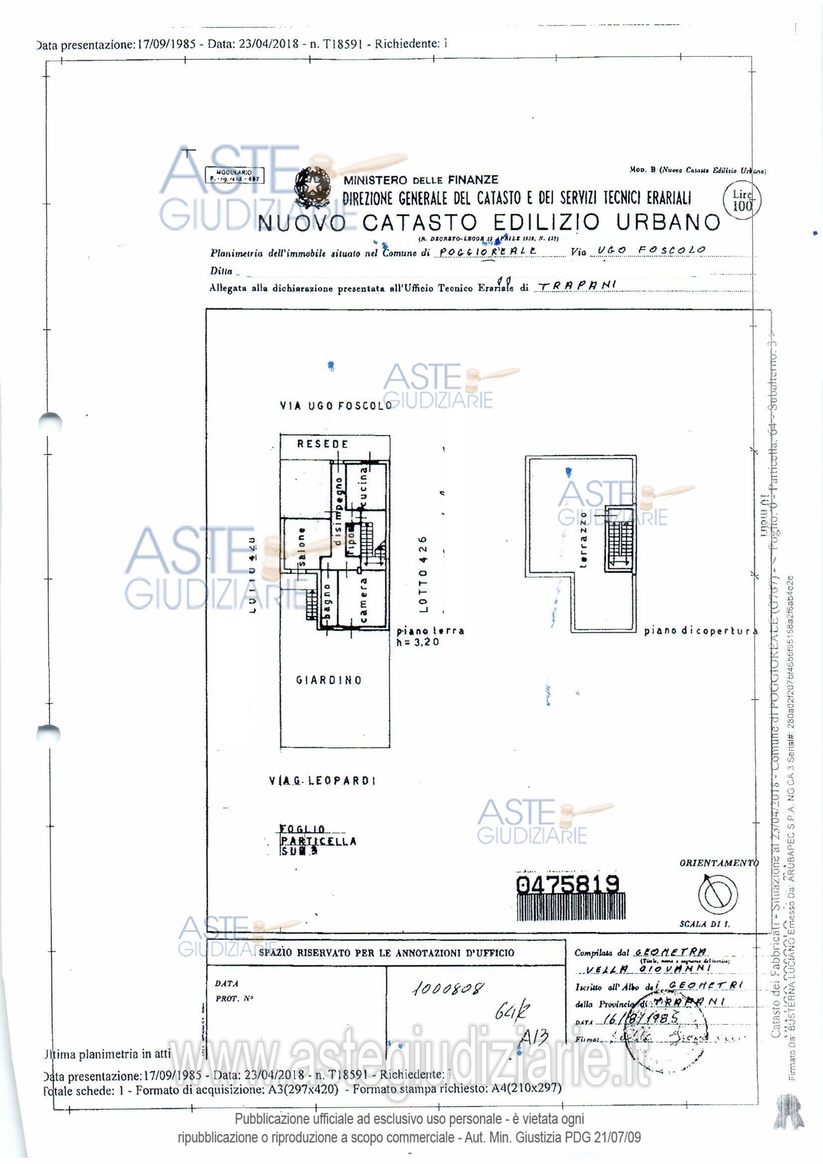 Planimetria del bene