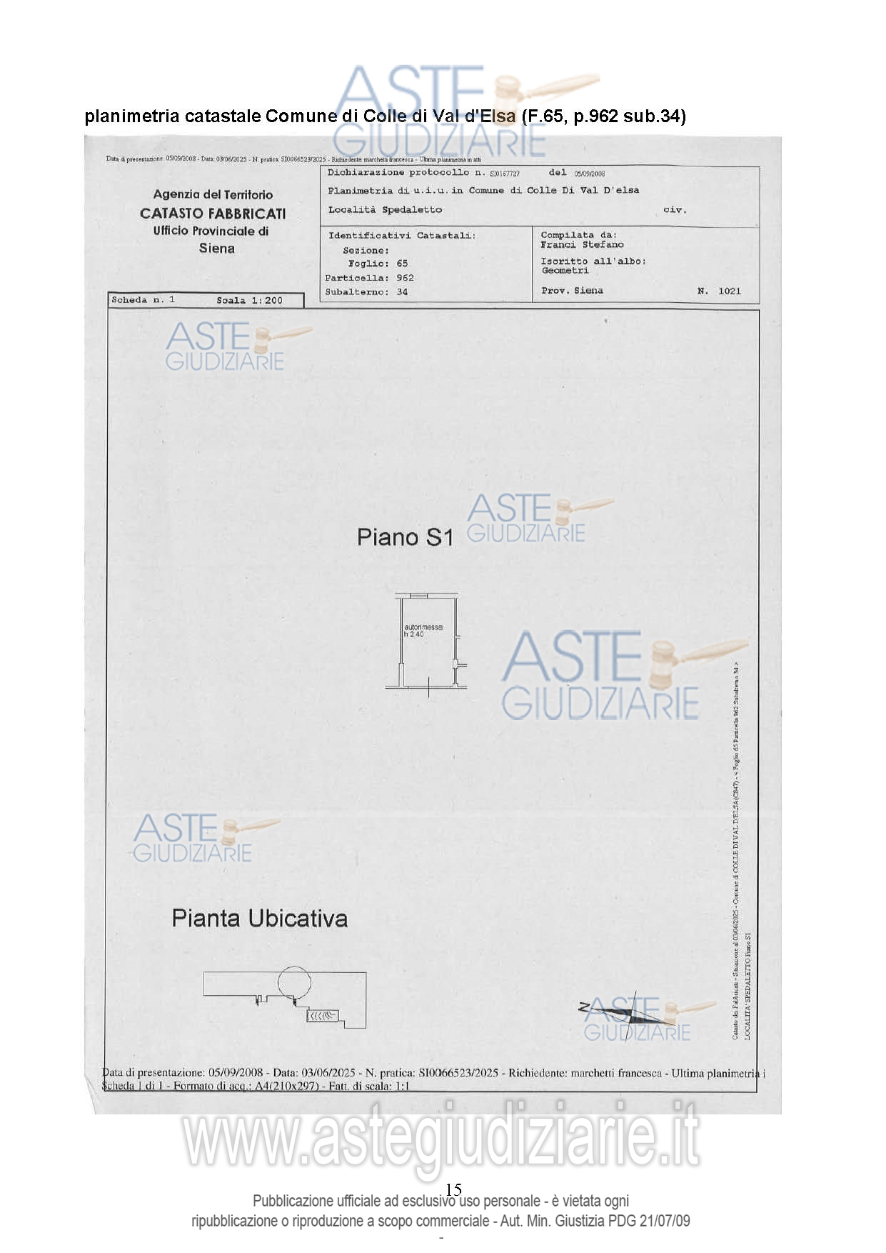 Planimetria del bene