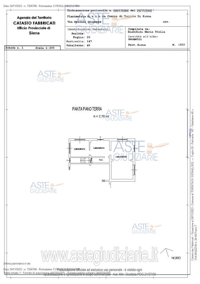 Planimetria del bene