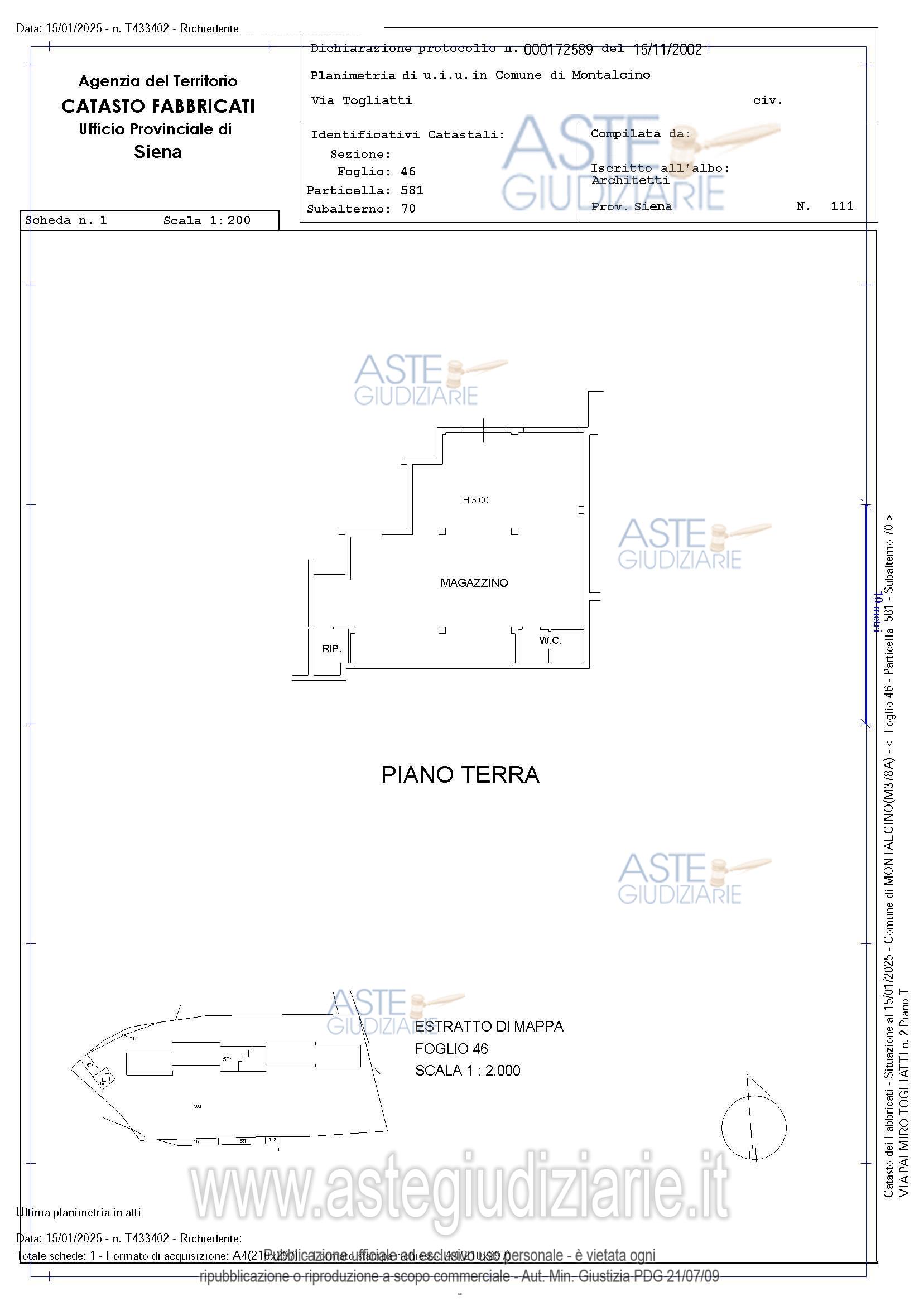 Planimetria del bene