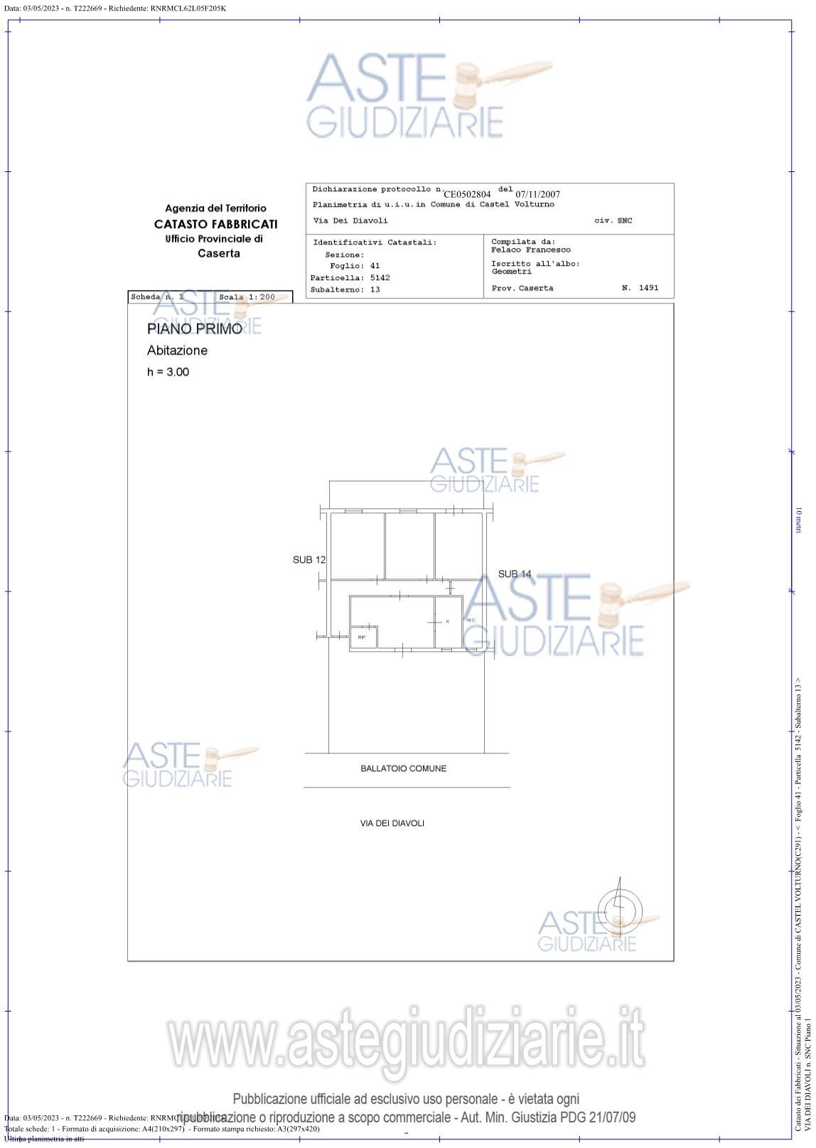 Planimetria del bene