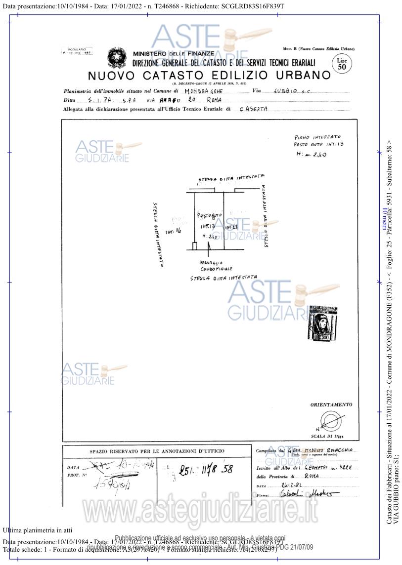 Planimetria del bene