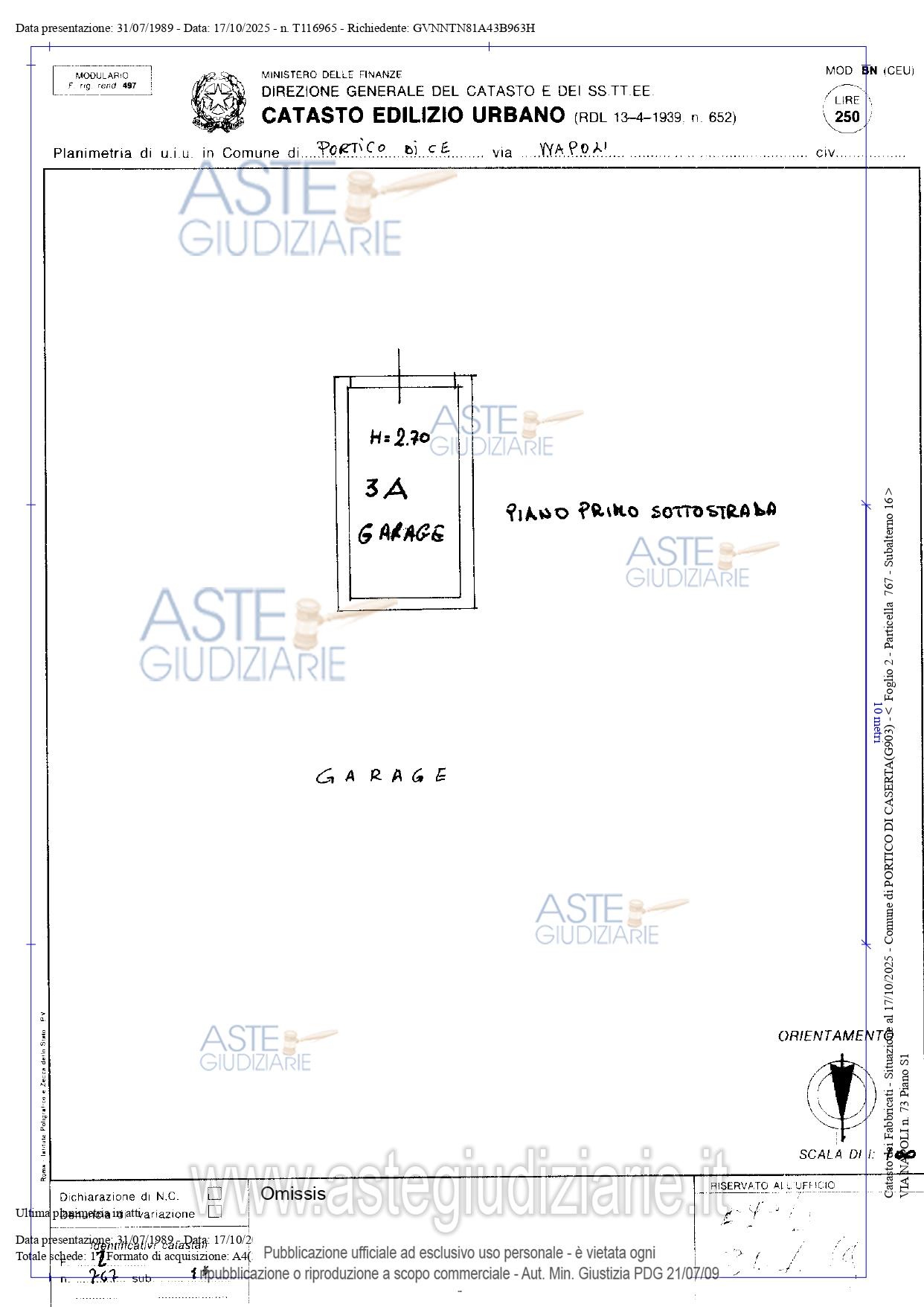 Planimetria del bene