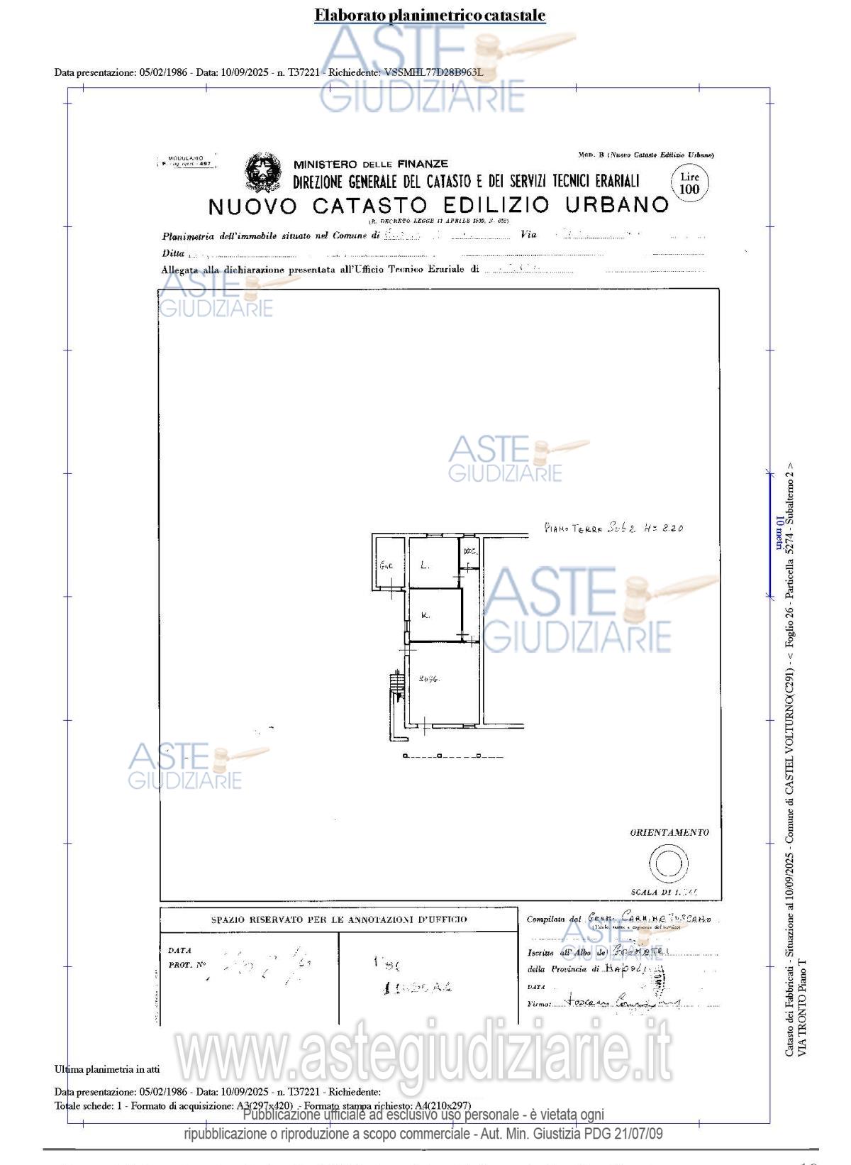 Planimetria del bene