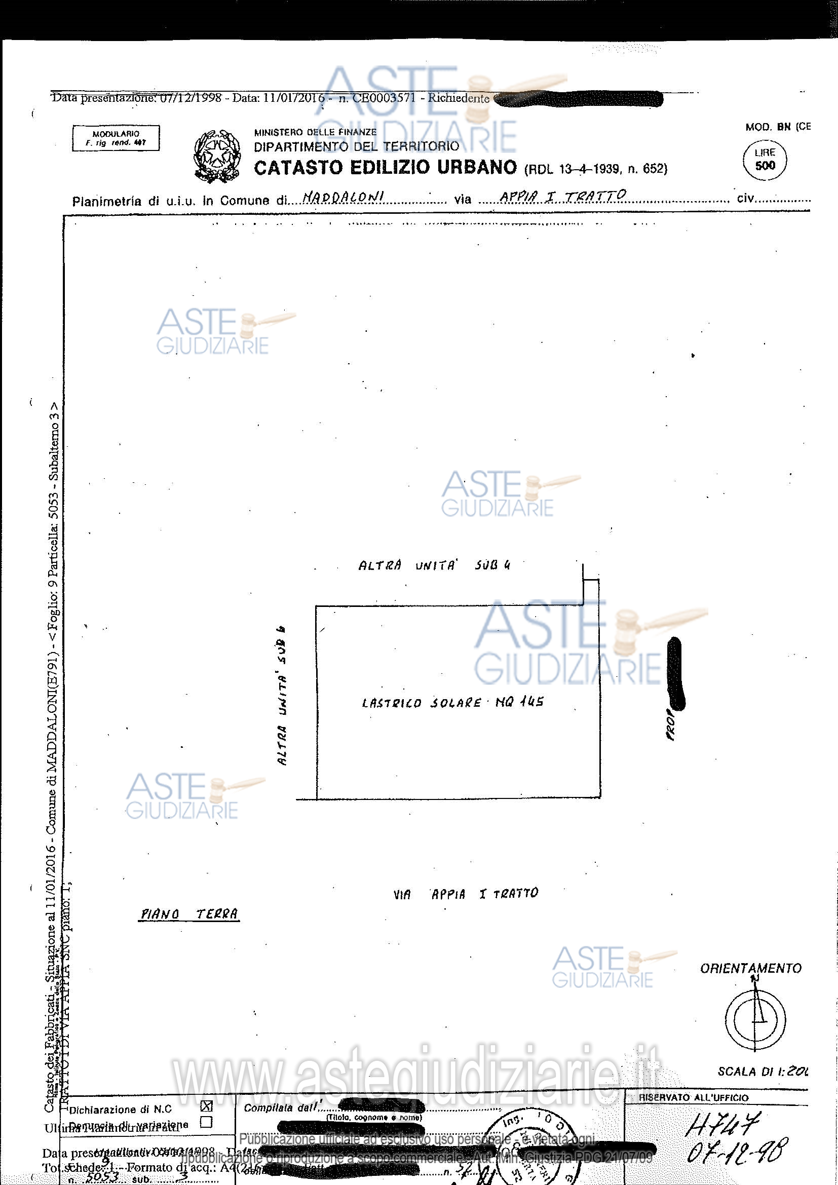 Planimetria del bene