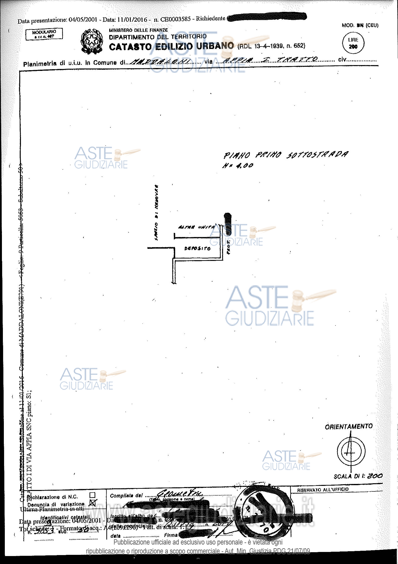 Planimetria del bene