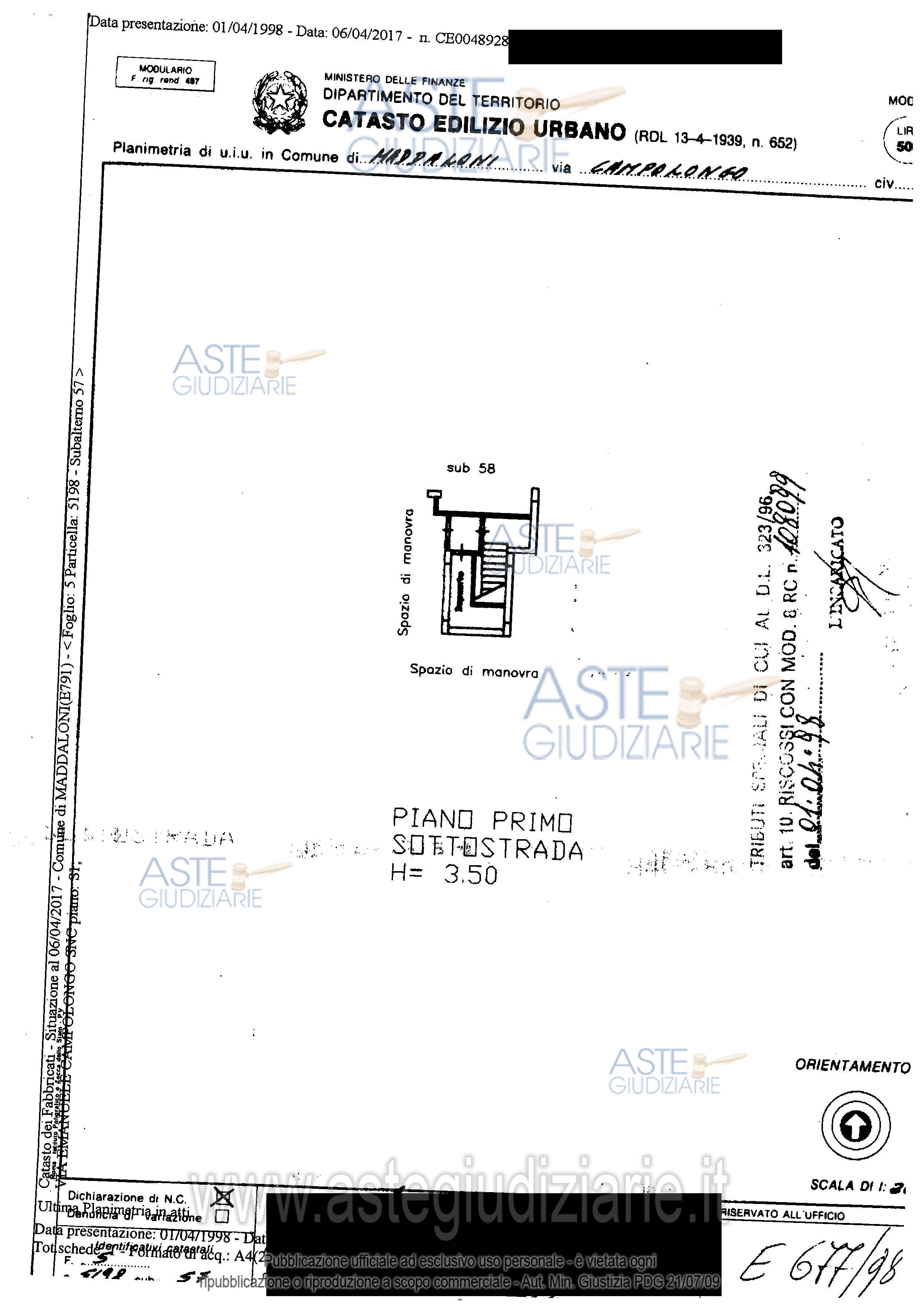 Planimetria del bene