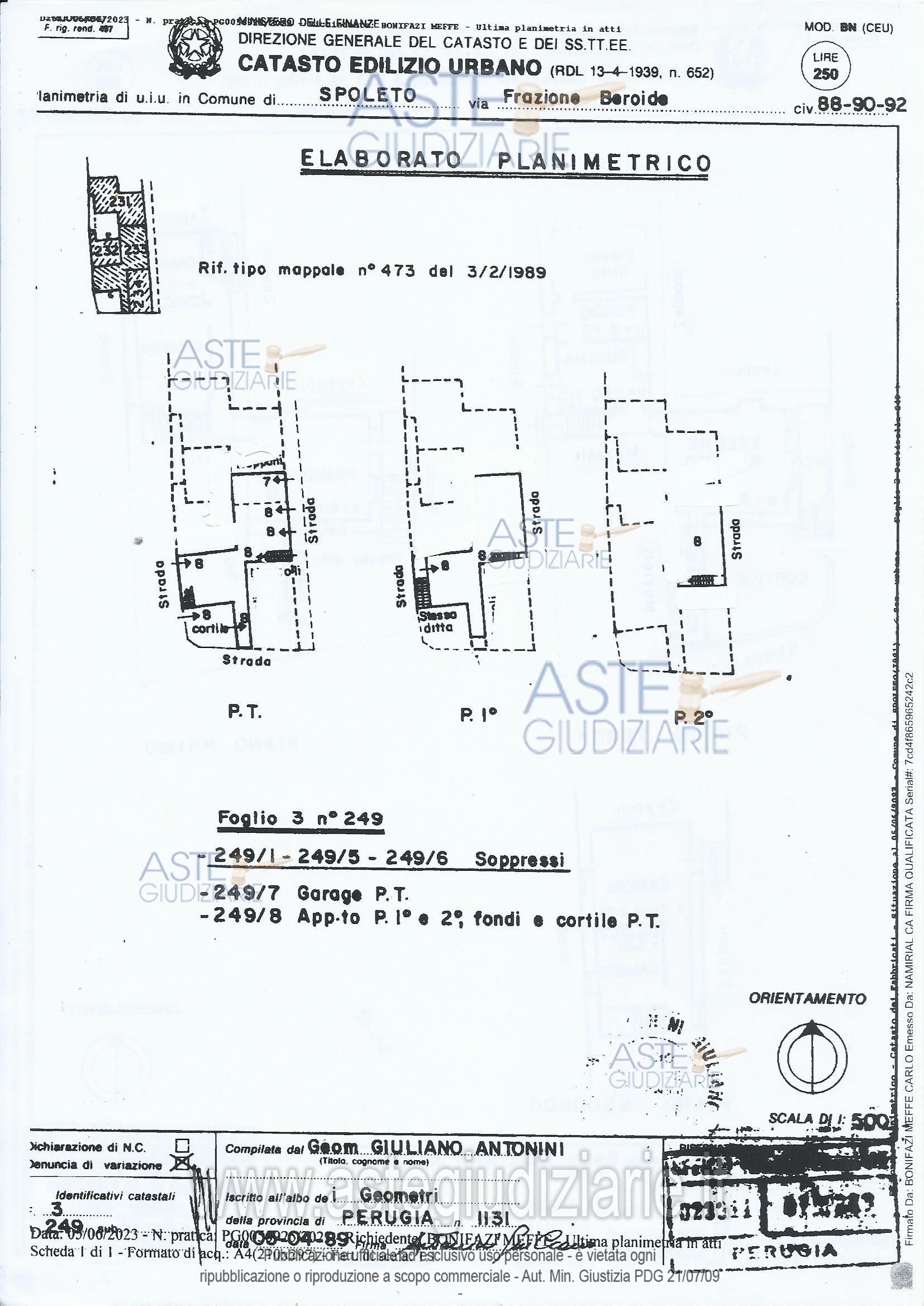 Planimetria del bene