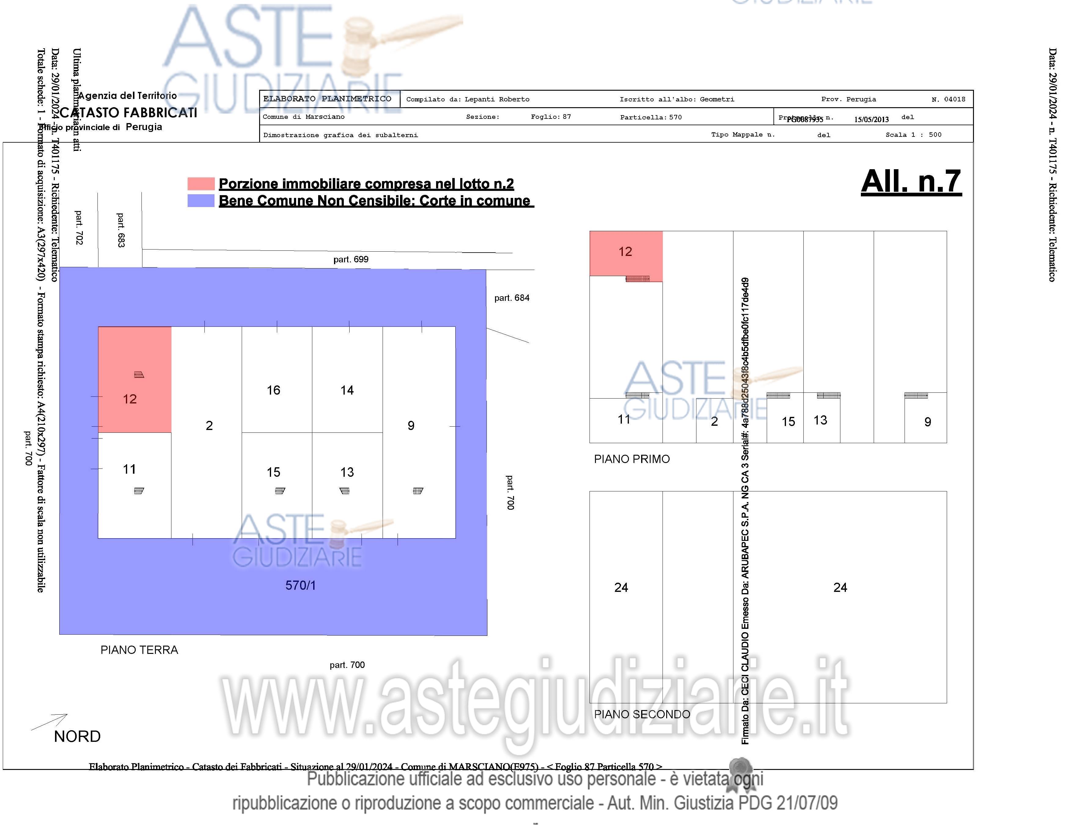 Planimetria del bene