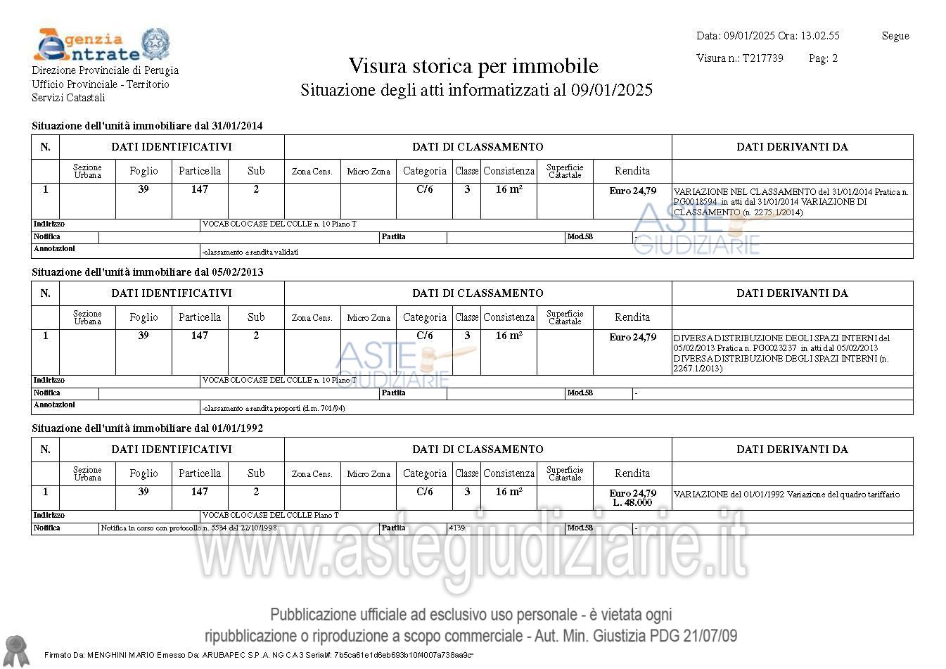 Planimetria del bene