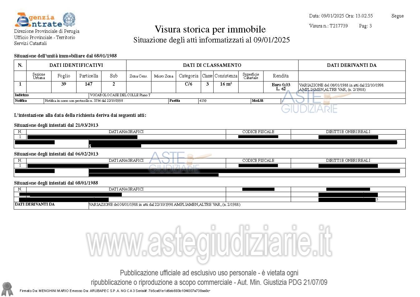 Planimetria del bene