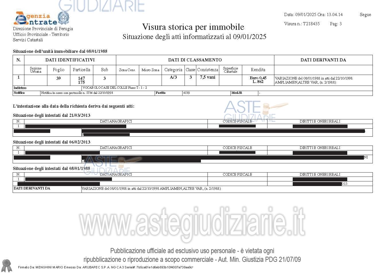 Planimetria del bene