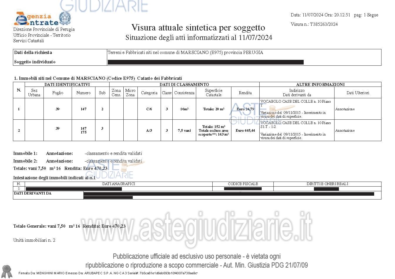 Planimetria del bene