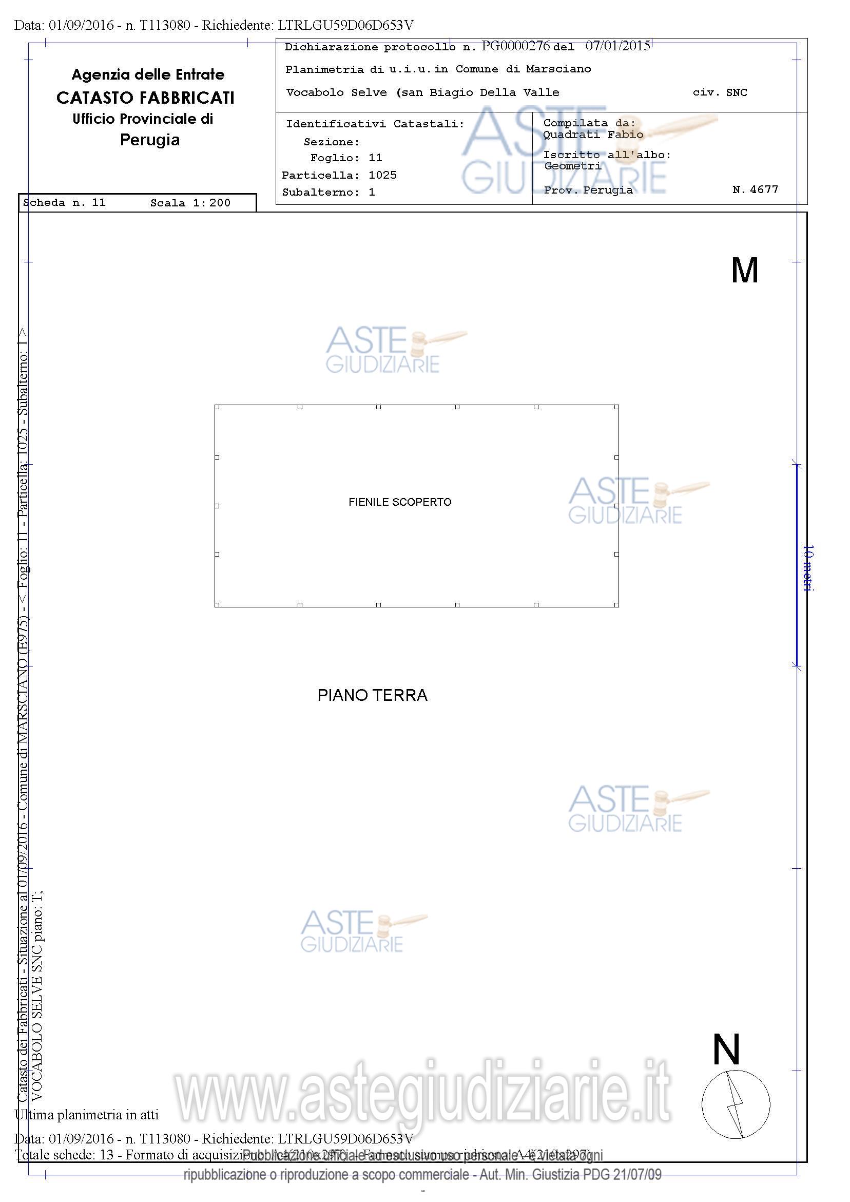 Planimetria del bene