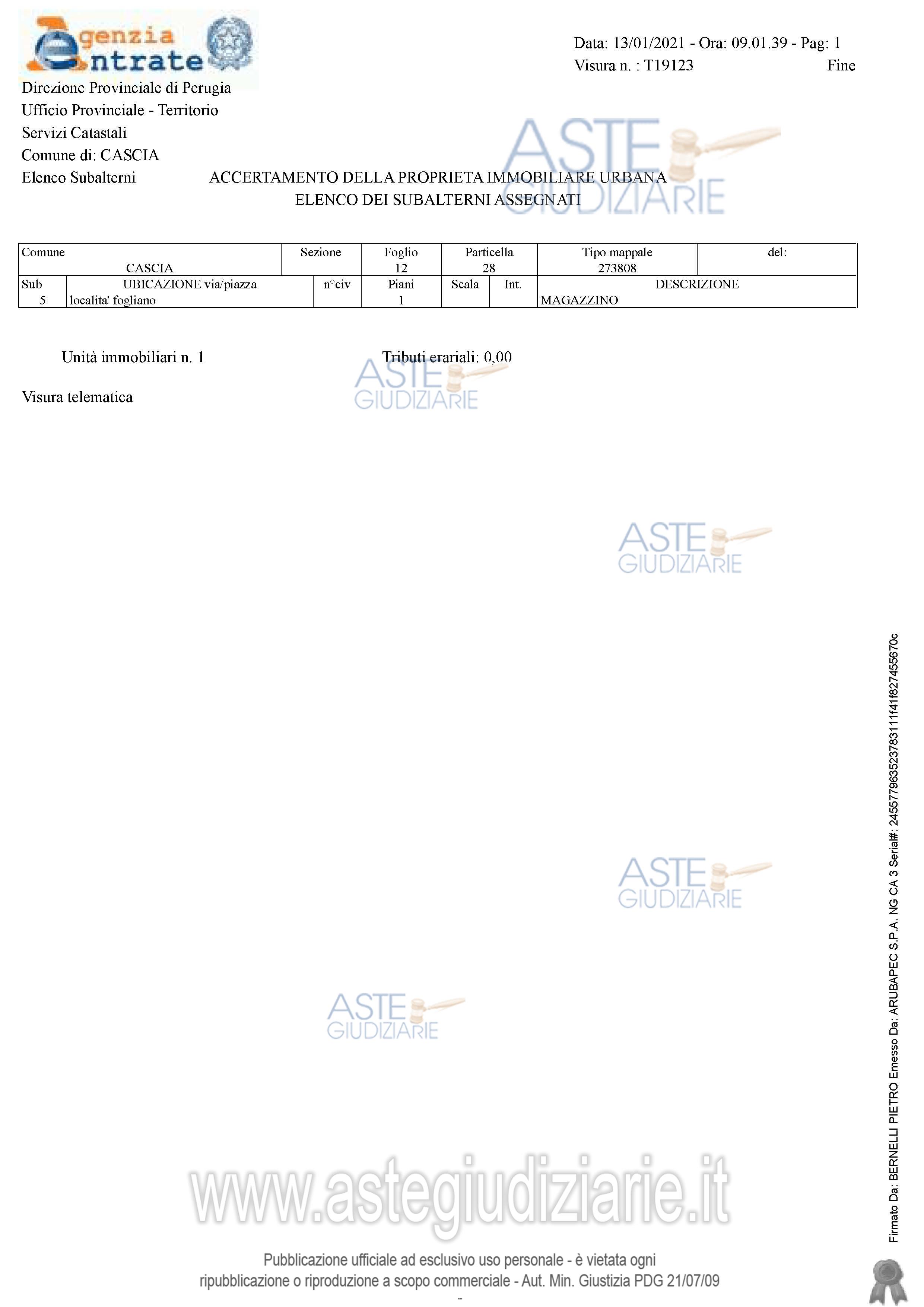 Planimetria del bene