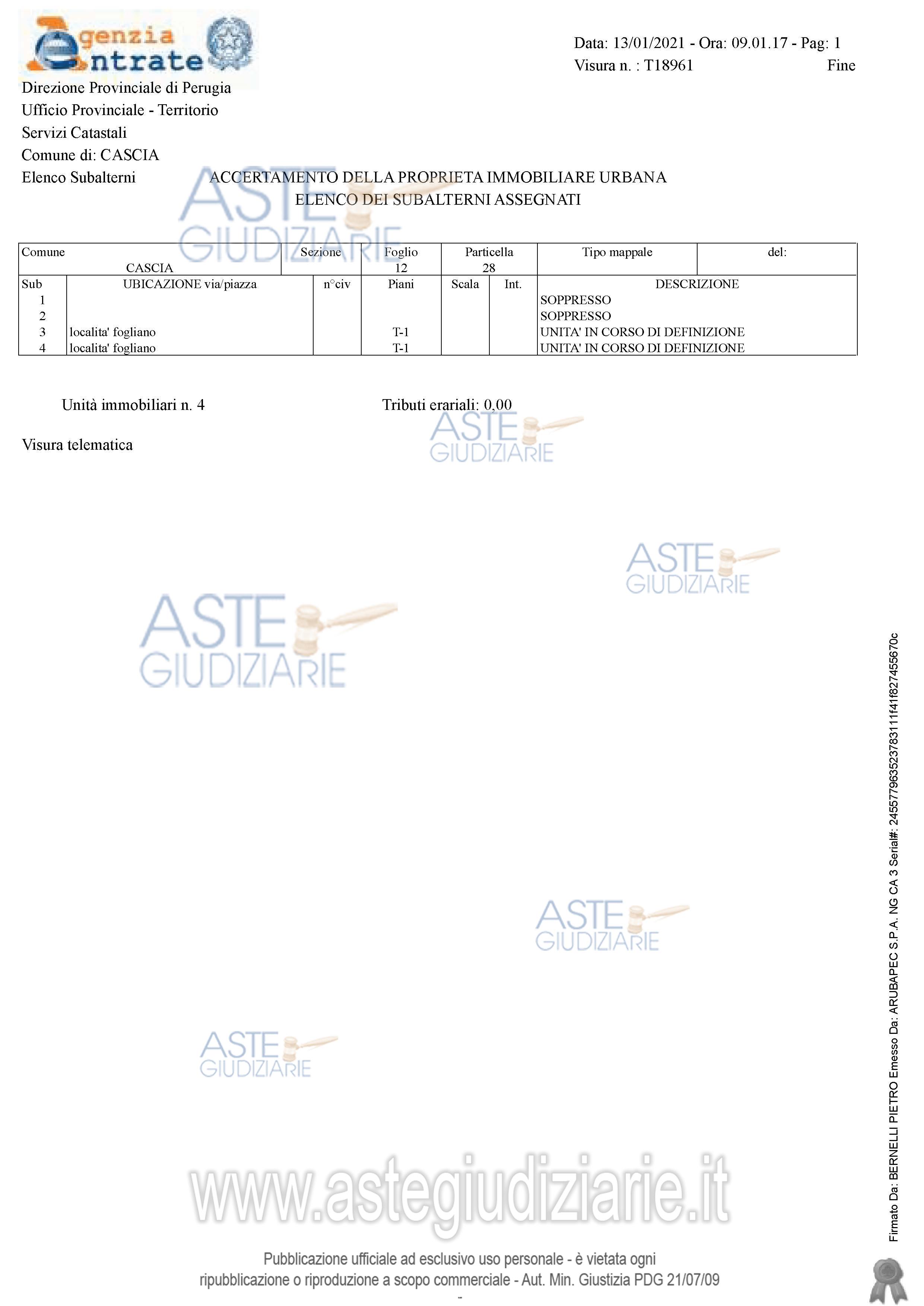 Planimetria del bene