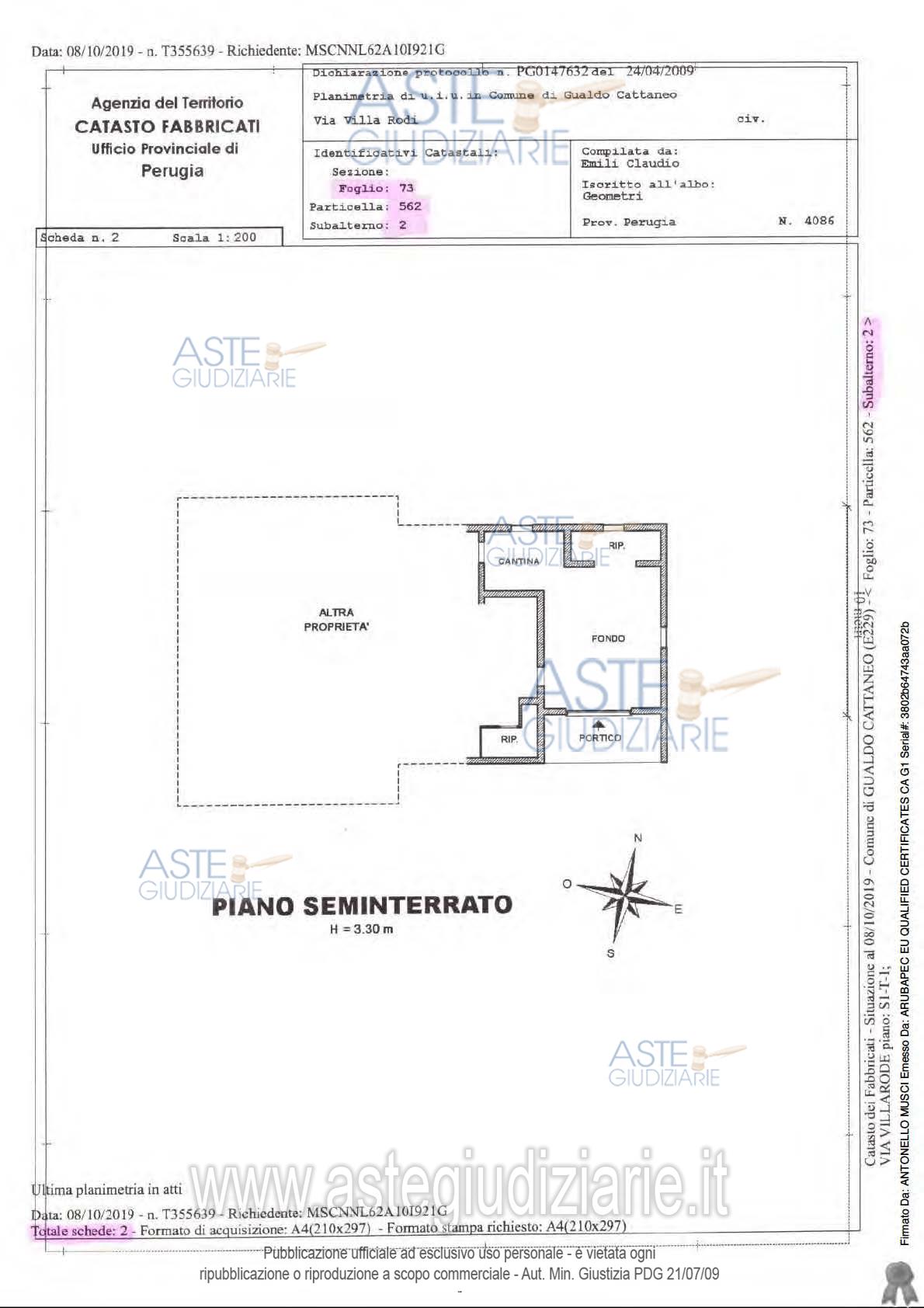 Planimetria del bene