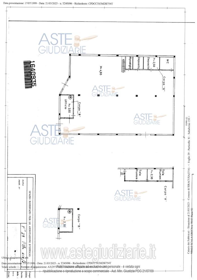 Planimetria del bene