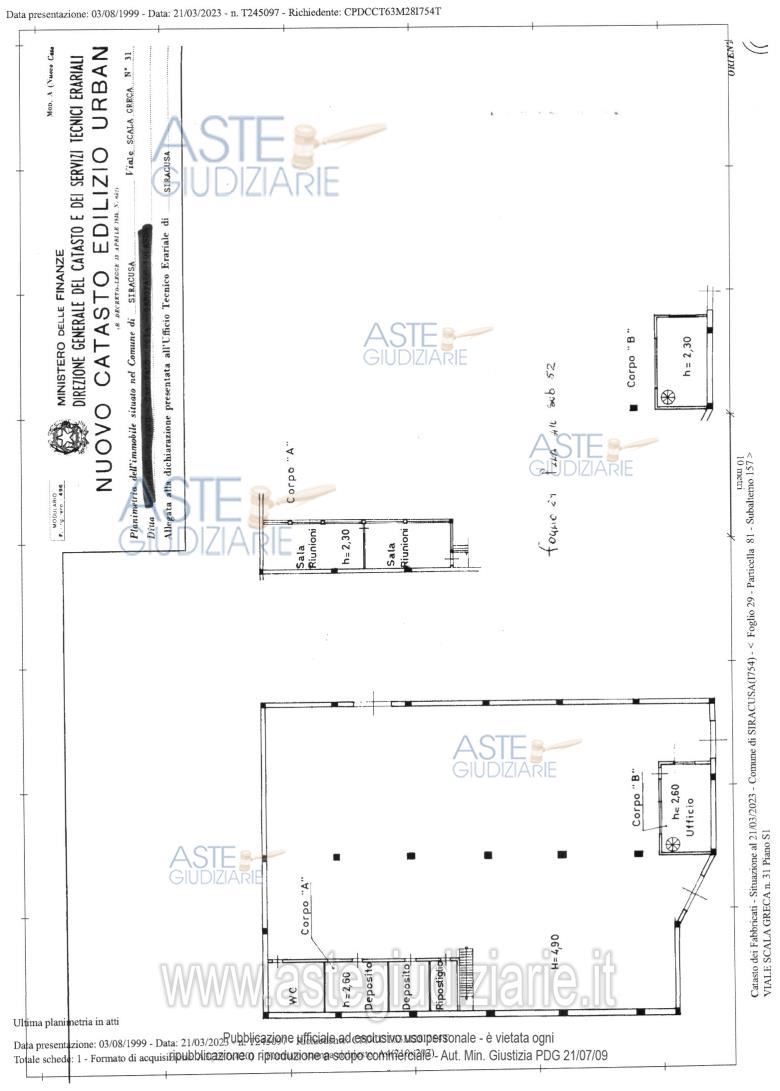Planimetria del bene