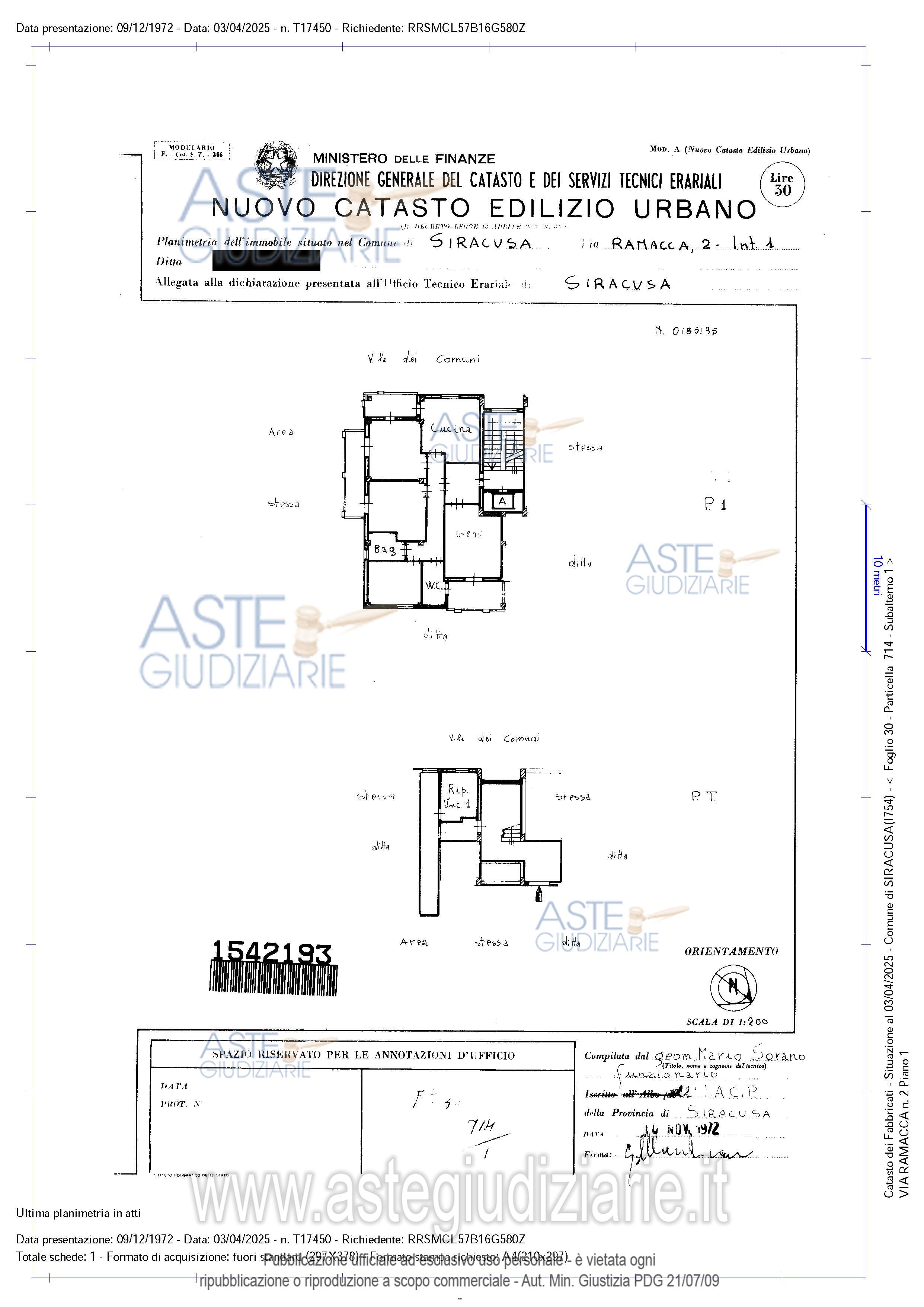 Planimetria del bene