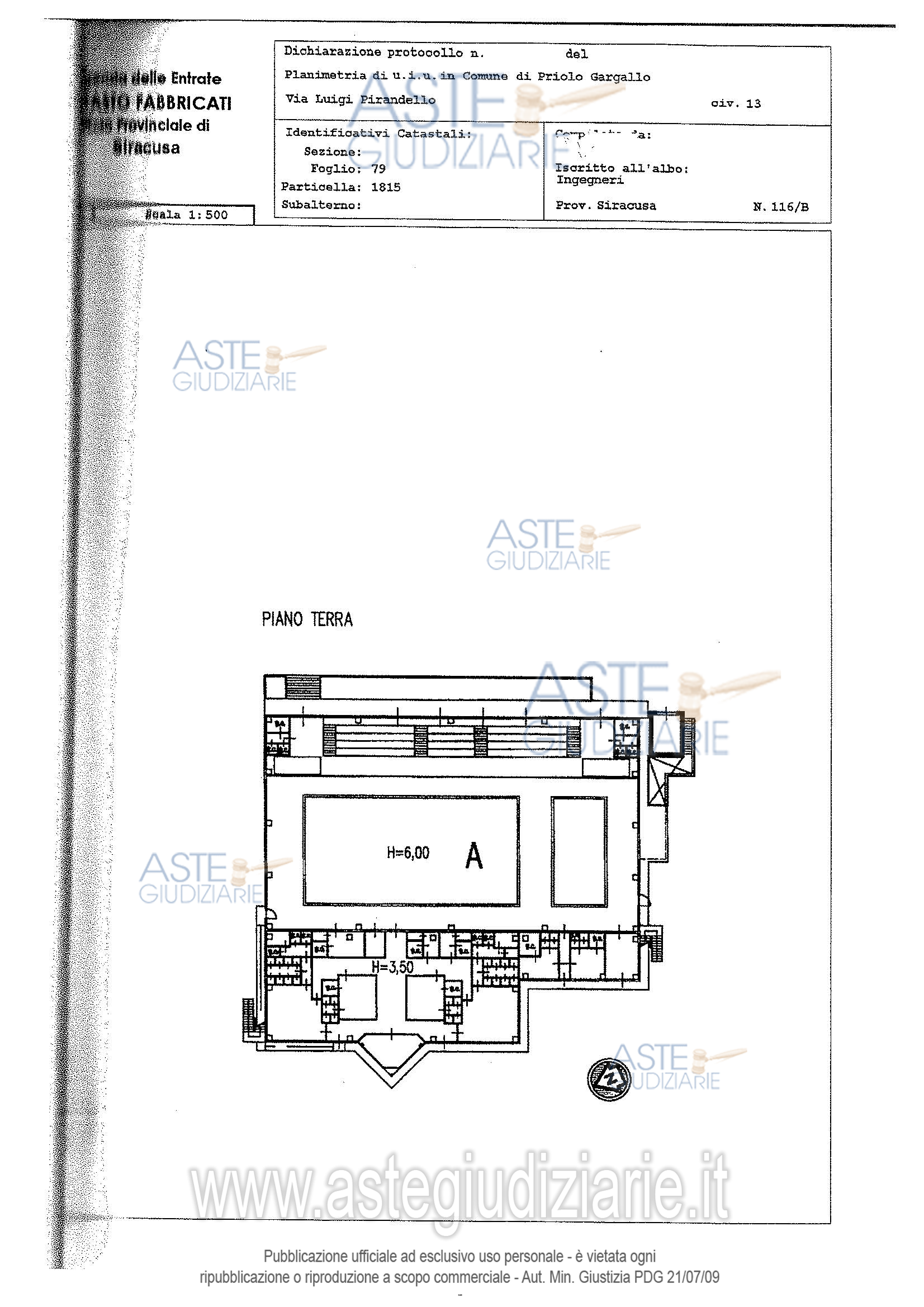 Planimetria del bene