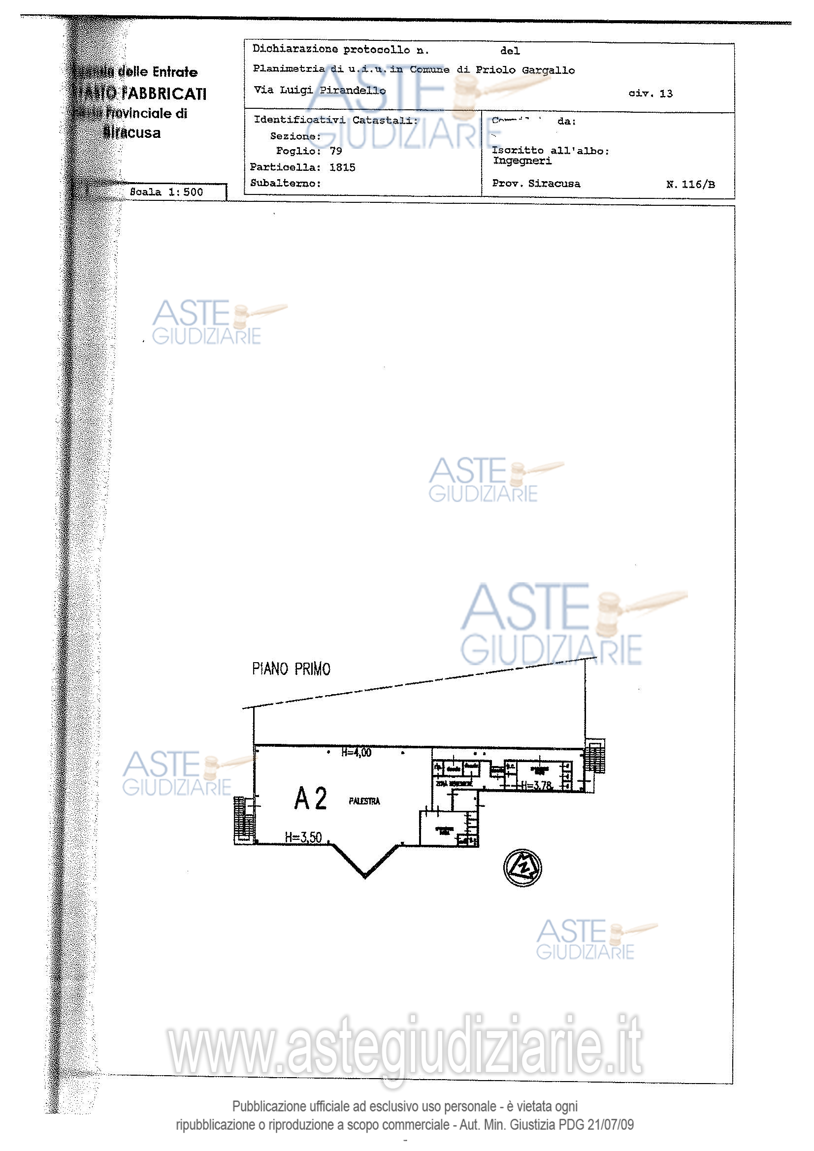 Planimetria del bene