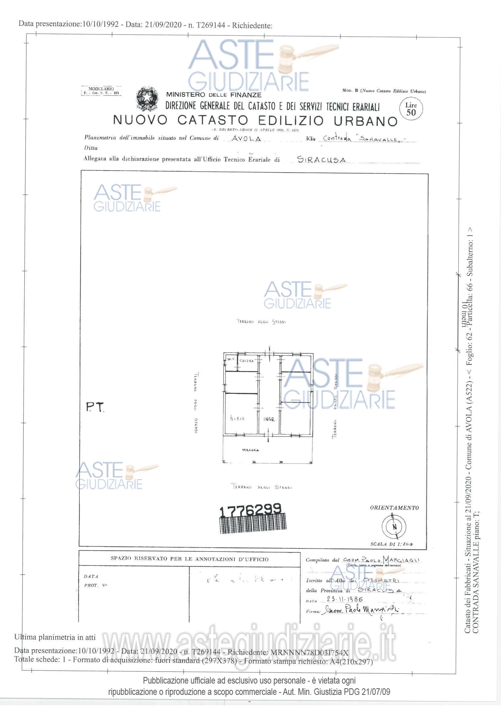 Planimetria del bene